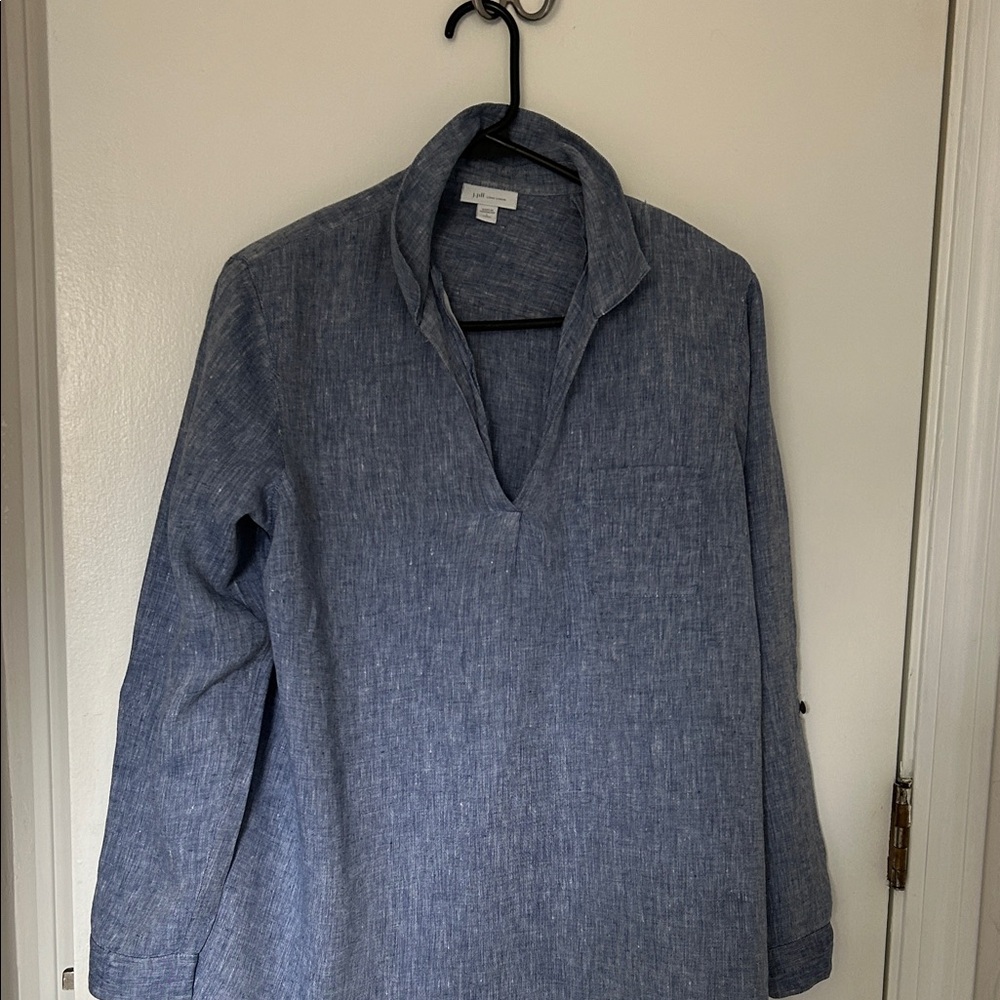 J. Jill Chambray Blue Linen Shirt